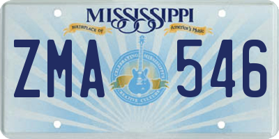 MS license plate ZMA546