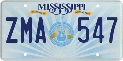 MS license plate ZMA547
