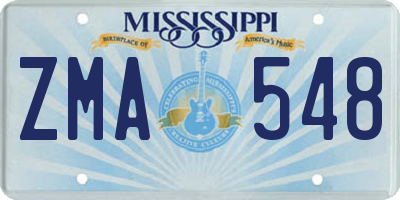 MS license plate ZMA548