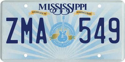 MS license plate ZMA549