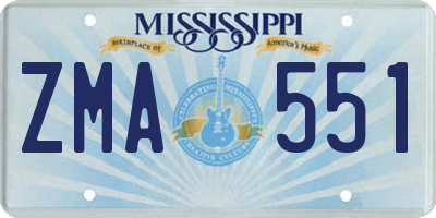 MS license plate ZMA551