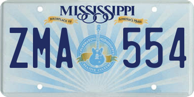 MS license plate ZMA554