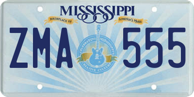 MS license plate ZMA555