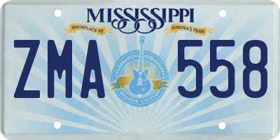 MS license plate ZMA558