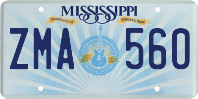 MS license plate ZMA560