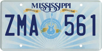 MS license plate ZMA561