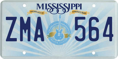 MS license plate ZMA564