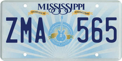 MS license plate ZMA565