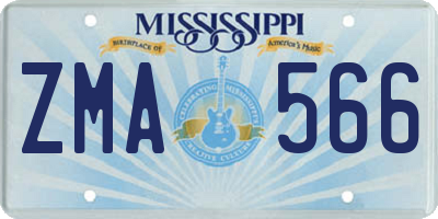 MS license plate ZMA566