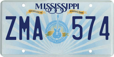 MS license plate ZMA574