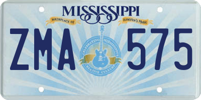 MS license plate ZMA575