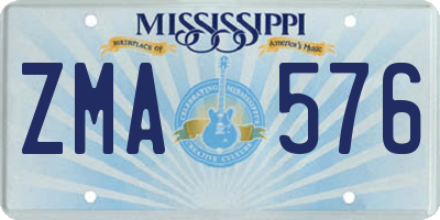 MS license plate ZMA576