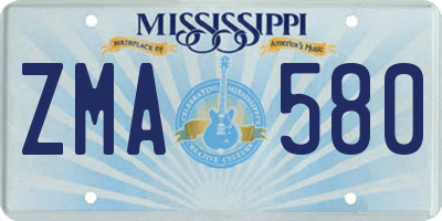 MS license plate ZMA580