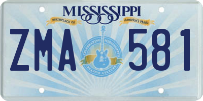 MS license plate ZMA581