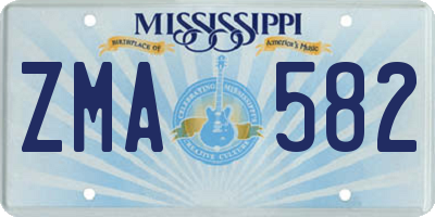 MS license plate ZMA582