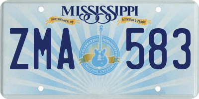 MS license plate ZMA583