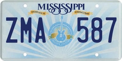 MS license plate ZMA587