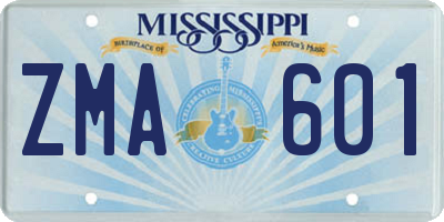 MS license plate ZMA601