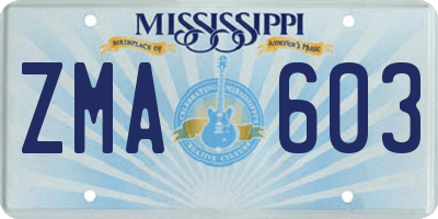 MS license plate ZMA603