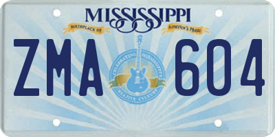 MS license plate ZMA604