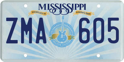 MS license plate ZMA605