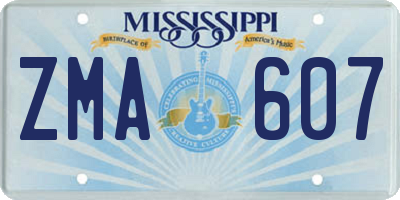 MS license plate ZMA607