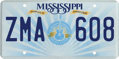 MS license plate ZMA608