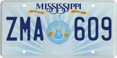 MS license plate ZMA609