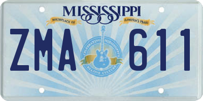 MS license plate ZMA611