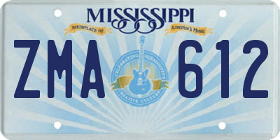 MS license plate ZMA612