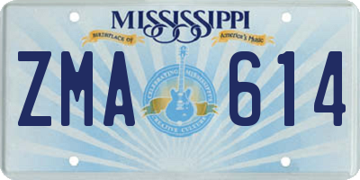 MS license plate ZMA614