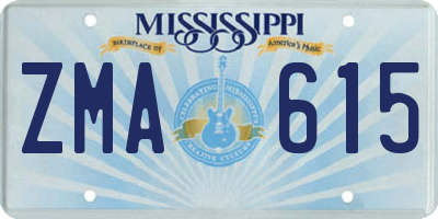 MS license plate ZMA615