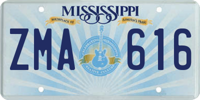 MS license plate ZMA616