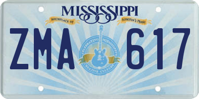MS license plate ZMA617