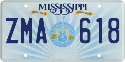 MS license plate ZMA618
