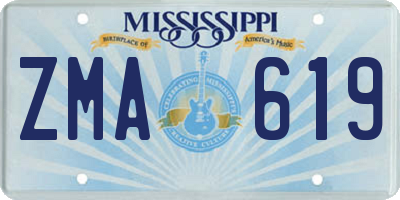 MS license plate ZMA619