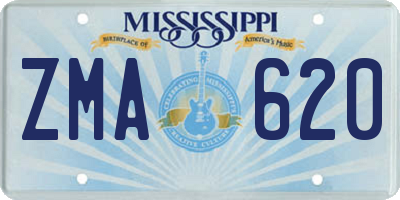 MS license plate ZMA620