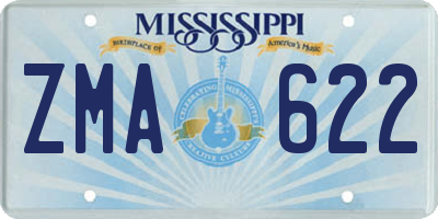 MS license plate ZMA622
