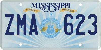 MS license plate ZMA623