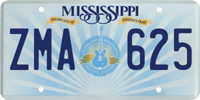 MS license plate ZMA625