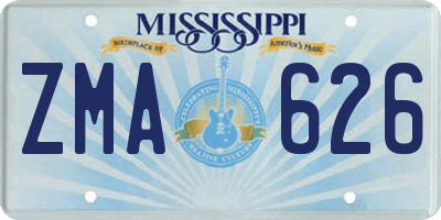 MS license plate ZMA626