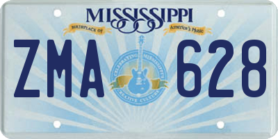 MS license plate ZMA628