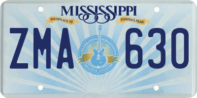MS license plate ZMA630