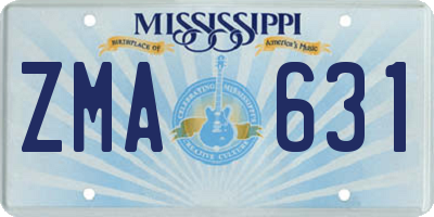 MS license plate ZMA631