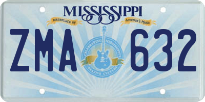 MS license plate ZMA632
