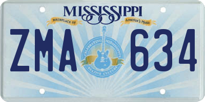 MS license plate ZMA634