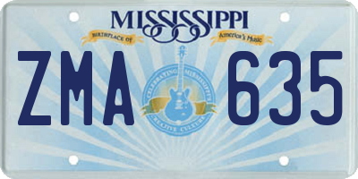 MS license plate ZMA635
