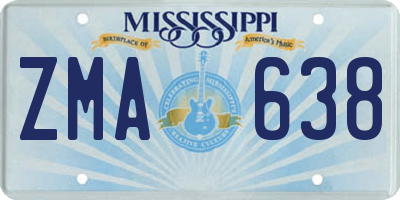 MS license plate ZMA638