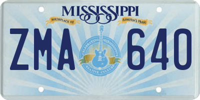 MS license plate ZMA640