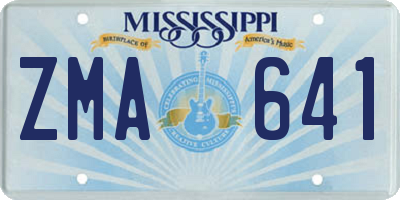 MS license plate ZMA641